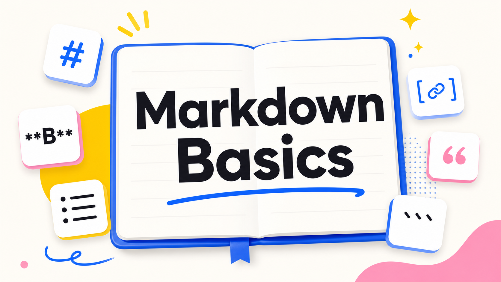 A friendly Markdown cheat sheet with copyable examples for headings, lists, links, images, tables, quotes, checklists, and fenced code blocks.
