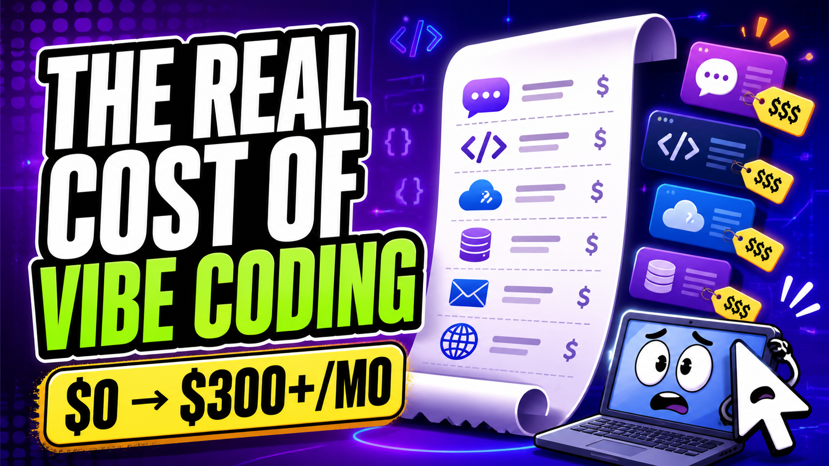 Vibe coding can cost nothing, $20 a month, or quietly become a $200 habit. Here is what AI subscriptions, APIs, hosting, databases, and the rest actually add up to.